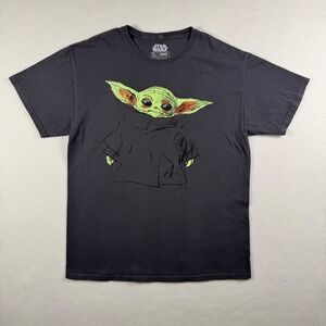 Star Wars Mad Engine Kids Grogu Baby‎ Yoda Graphic T-Shirt Charcoal Black Medium